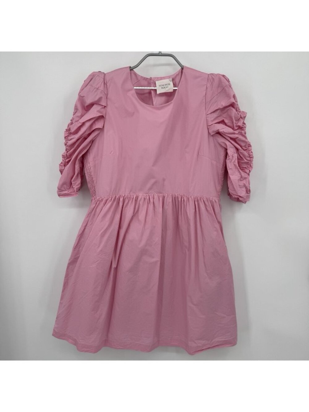 Hyacinth House by Tuckernuck Ruched Puff Sleeve Barbie Mini Dress size XL *slice